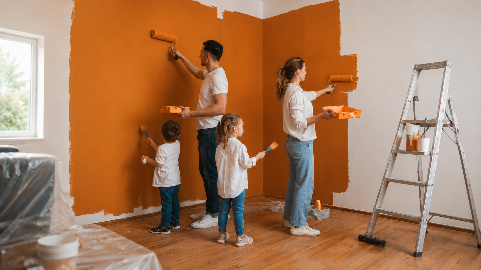 familia pintar casa